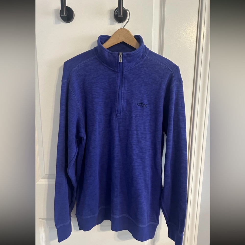 Quarter Zip Pullover Long Sleeve Shirt Orvis Mens Medium Fish Logo  Sweater